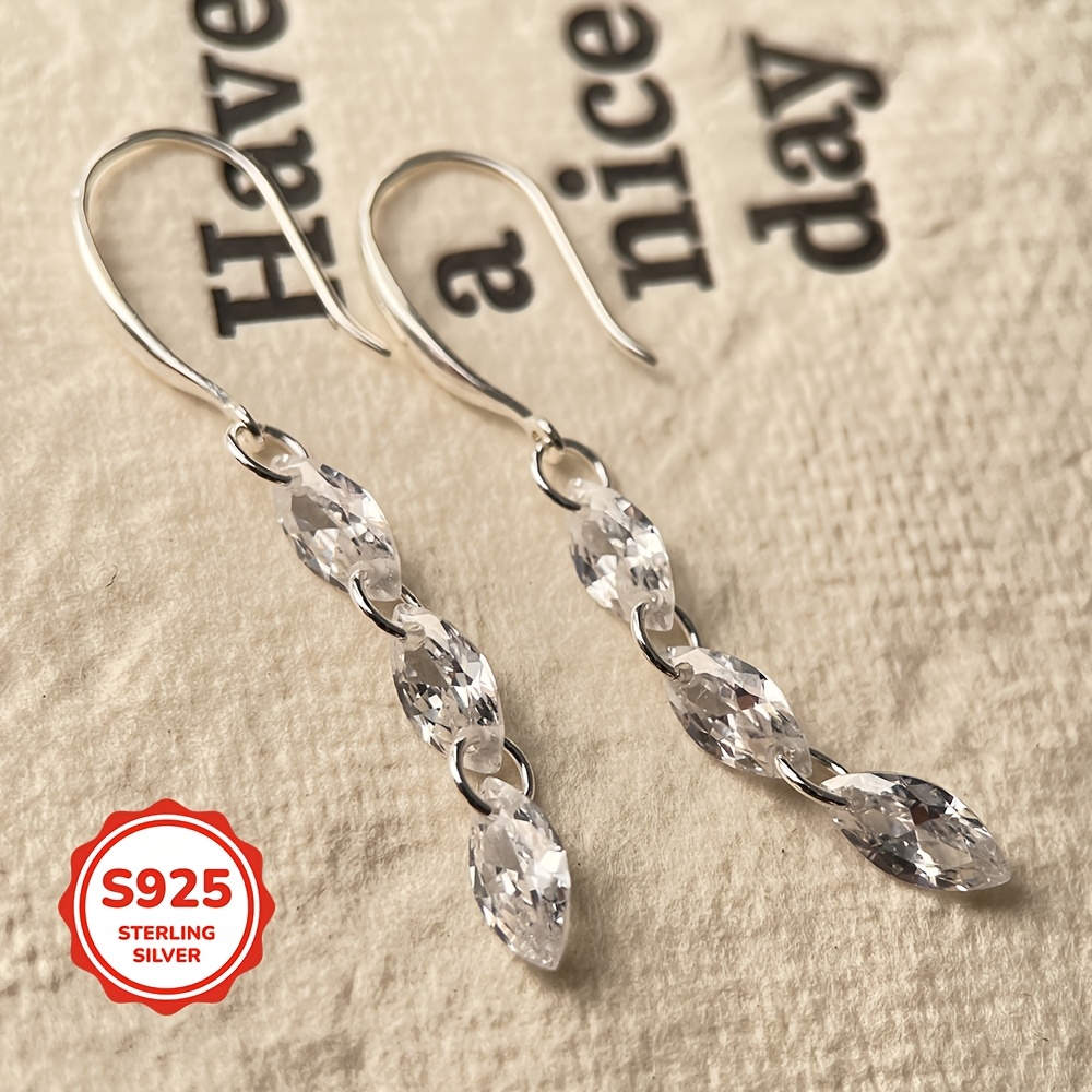 925 Silver Ear Hooks with Zirconia Tassels