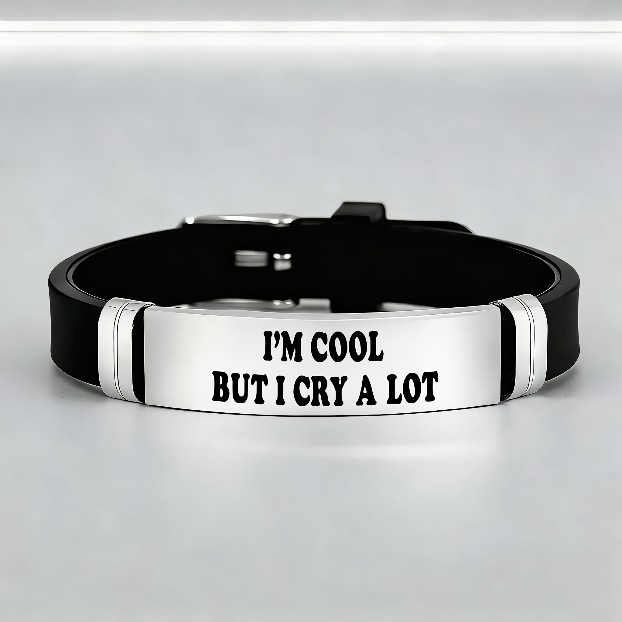 Personalized Stainless Steel Silicone Bracelet, Fun Design