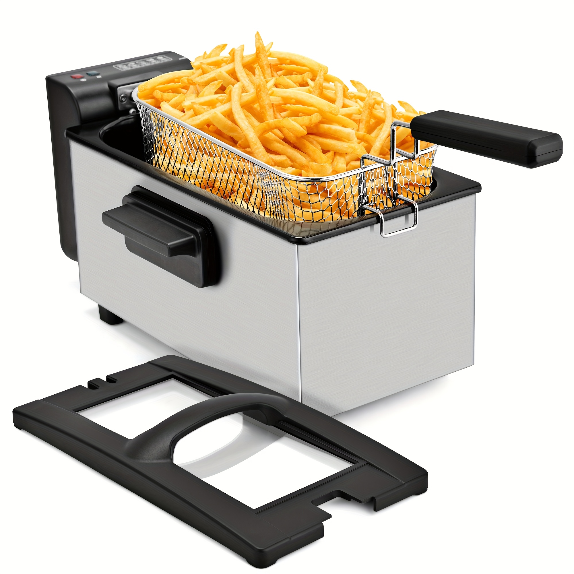   deep fryer 2 5l 6l stainless steel   with adjustable temperature timer removable basket odor filter lid easy to   for fried chicken fish fries donuts great gift for home cooks