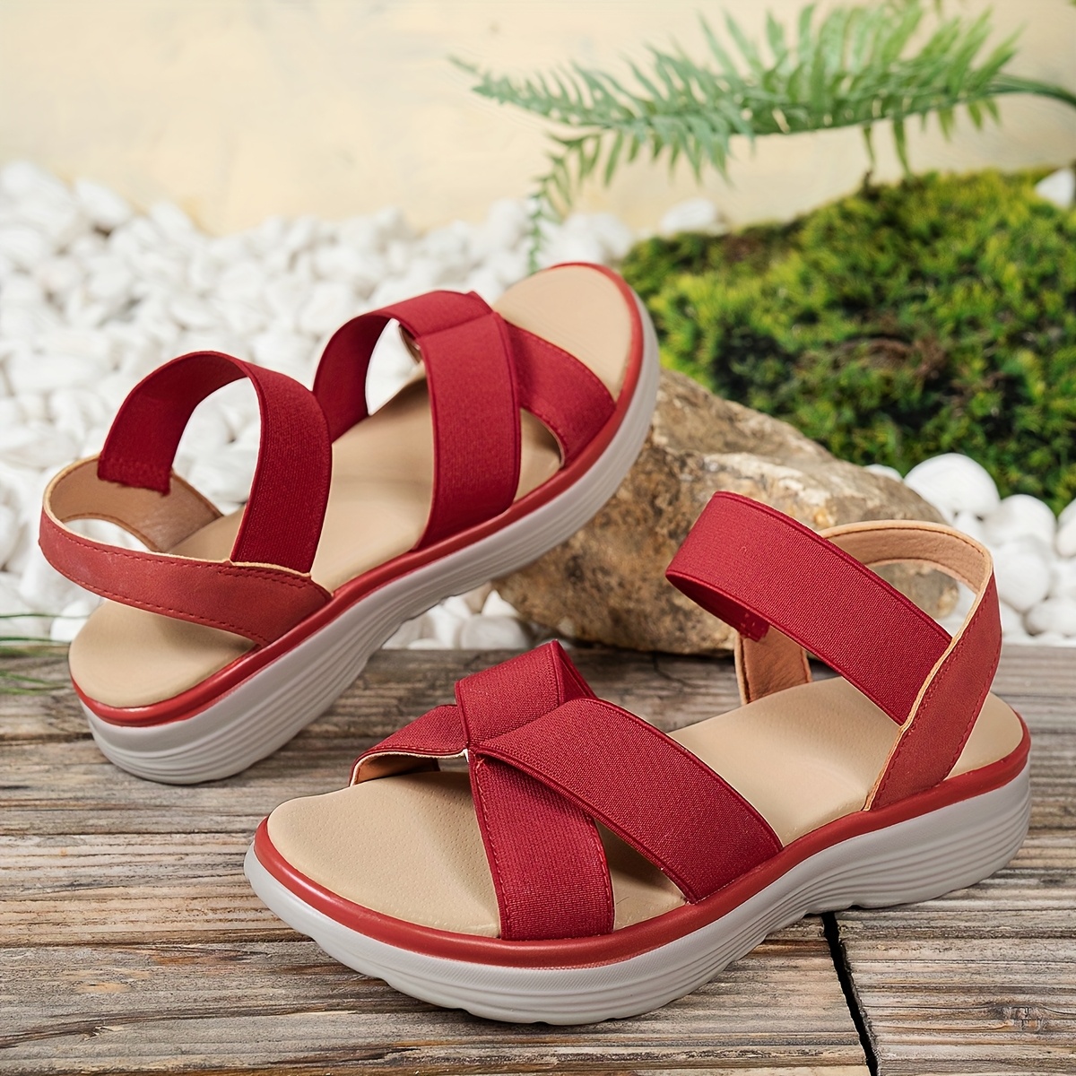   womens flat sandals elastic strap crisscross design stylish casual summer flats sporty leisure shoes Product details 8