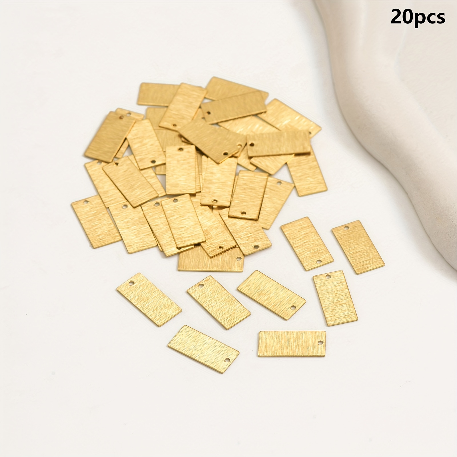 TEMU pièces Mini Étiquettes Métalliques Vierges Rectangulaires Géométriques en Laiton Brossé pour Accessoires de Fabrication de Bijoux DIY