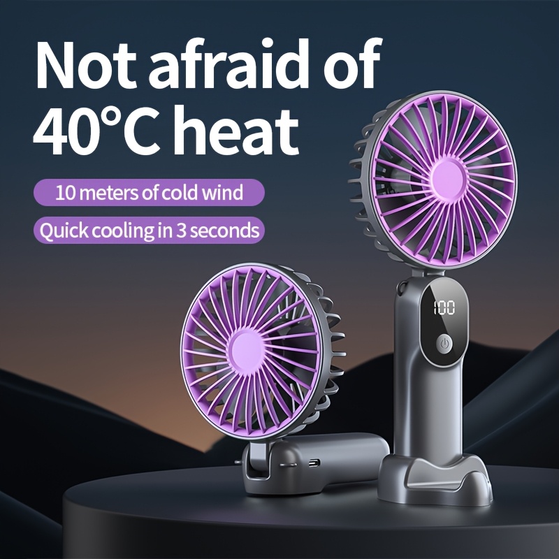 mini portable usb fan with 6 display foldable 3 in 1 handheld neck and desktop fan for travel beach and outdoor use rechargeable lithium battery travel essentials modern aesthetic portable fans Product details 4