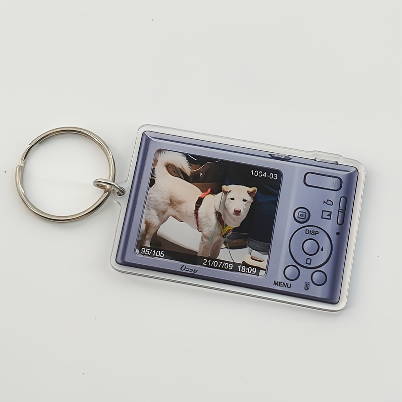 TEMU Vintage Nostalgic Keychain Custom Personalized Ccd Photo Commemorative Acrylic Keychain Pendant, Backpack Decoration Custom Digital Camera