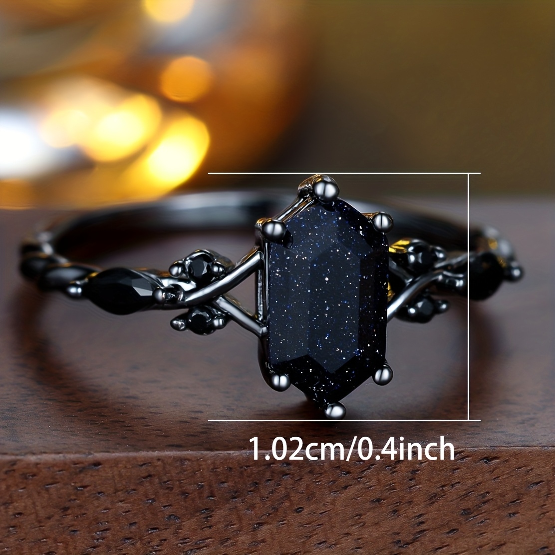 Elegant Women's Black Synthetic Zirconia Ring