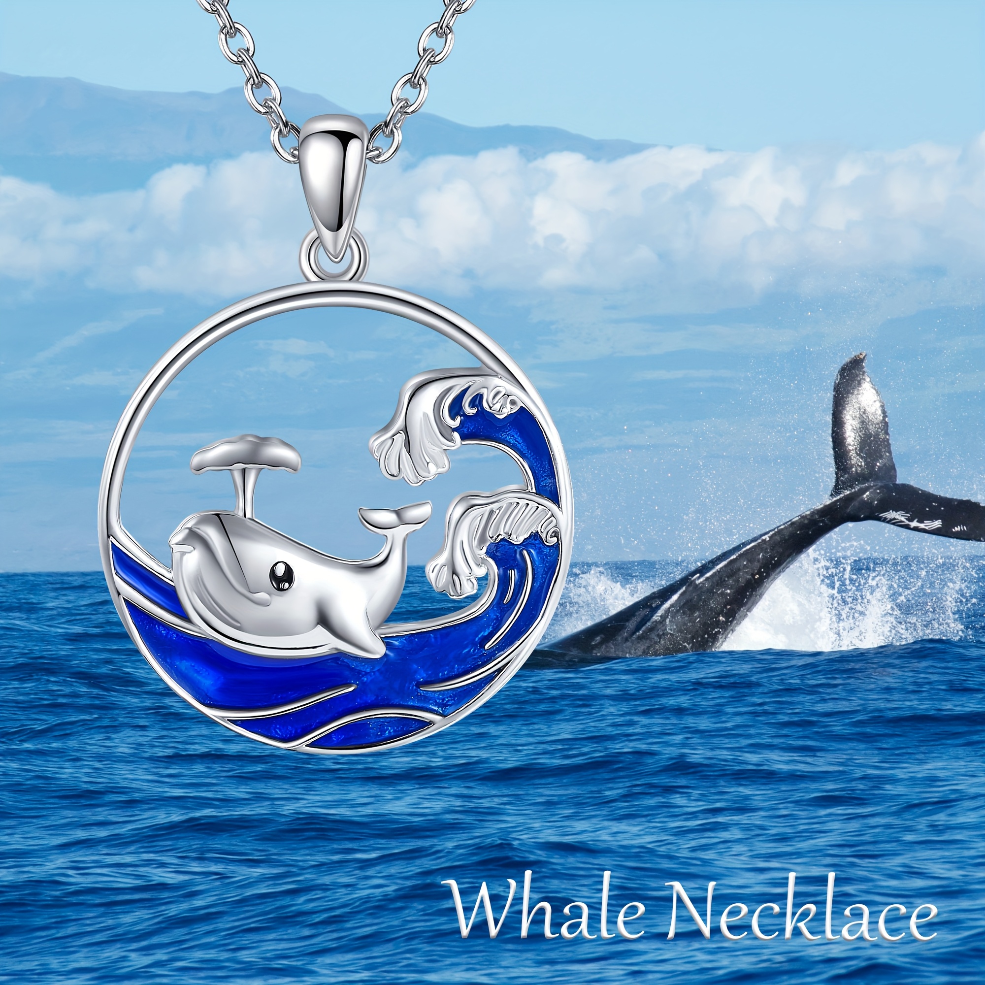 925 Sterling Silver Whale Pendant Necklace, Ocean Lover Gift
