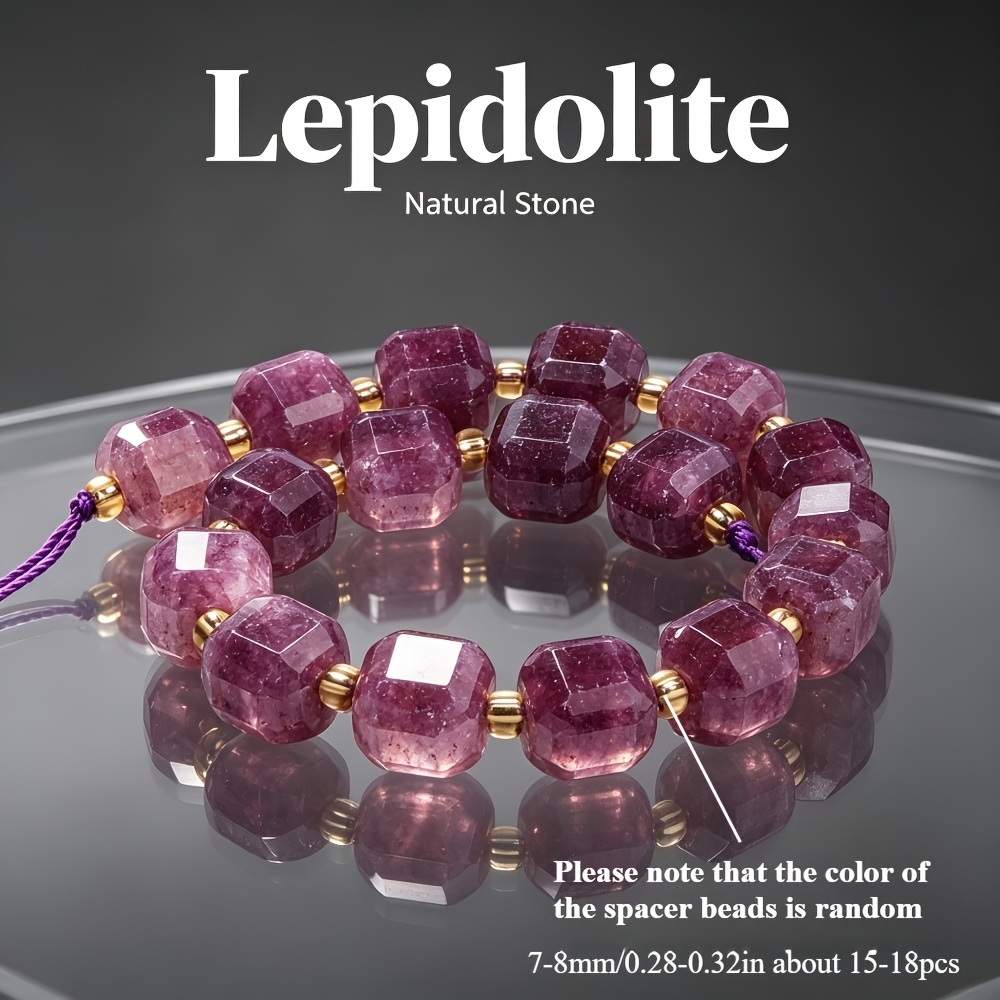 TEMU Aa Natural Stone Cube Lepidolite Loose Spacer Beads For Jewelry Making Gorgeous Bracelets Necklace Earrings Additions For Women Gifts