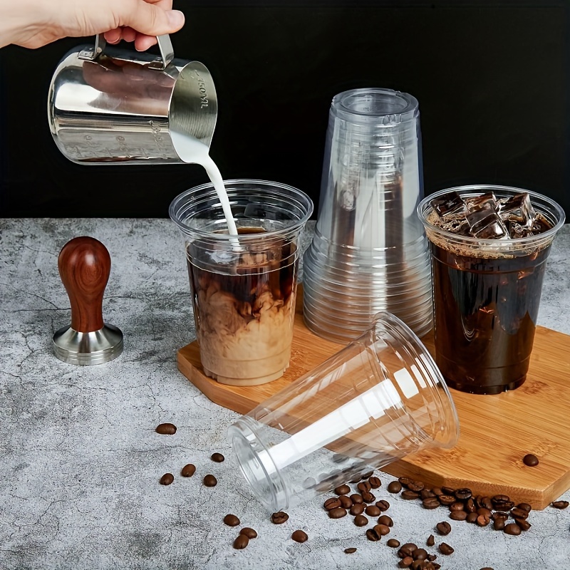 50 pack 12 oz clear plastic cups dome lids disposable - Temu Belgium