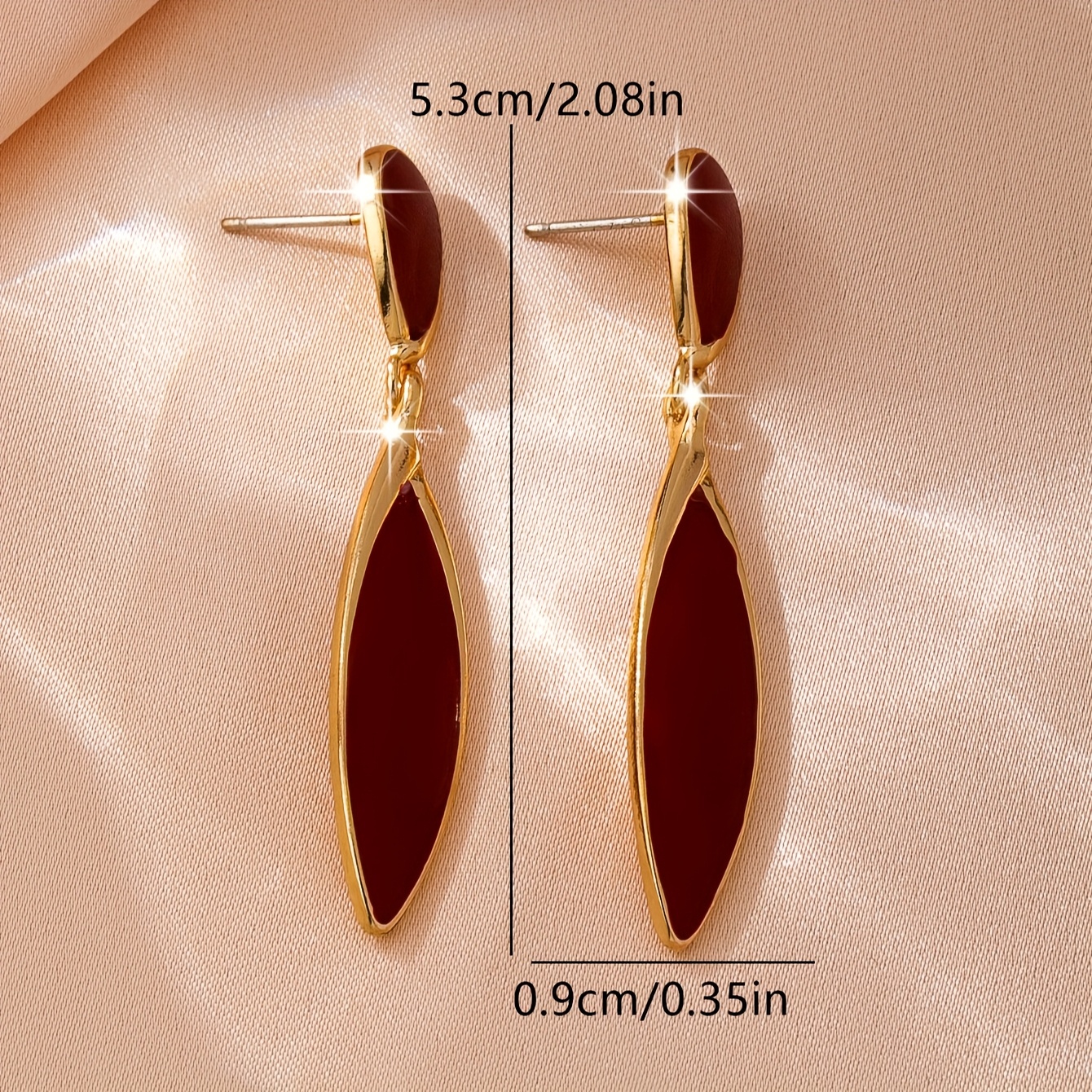 1 Par de Brincos Pendentes Vintage de Esmalte Vermelho 3
