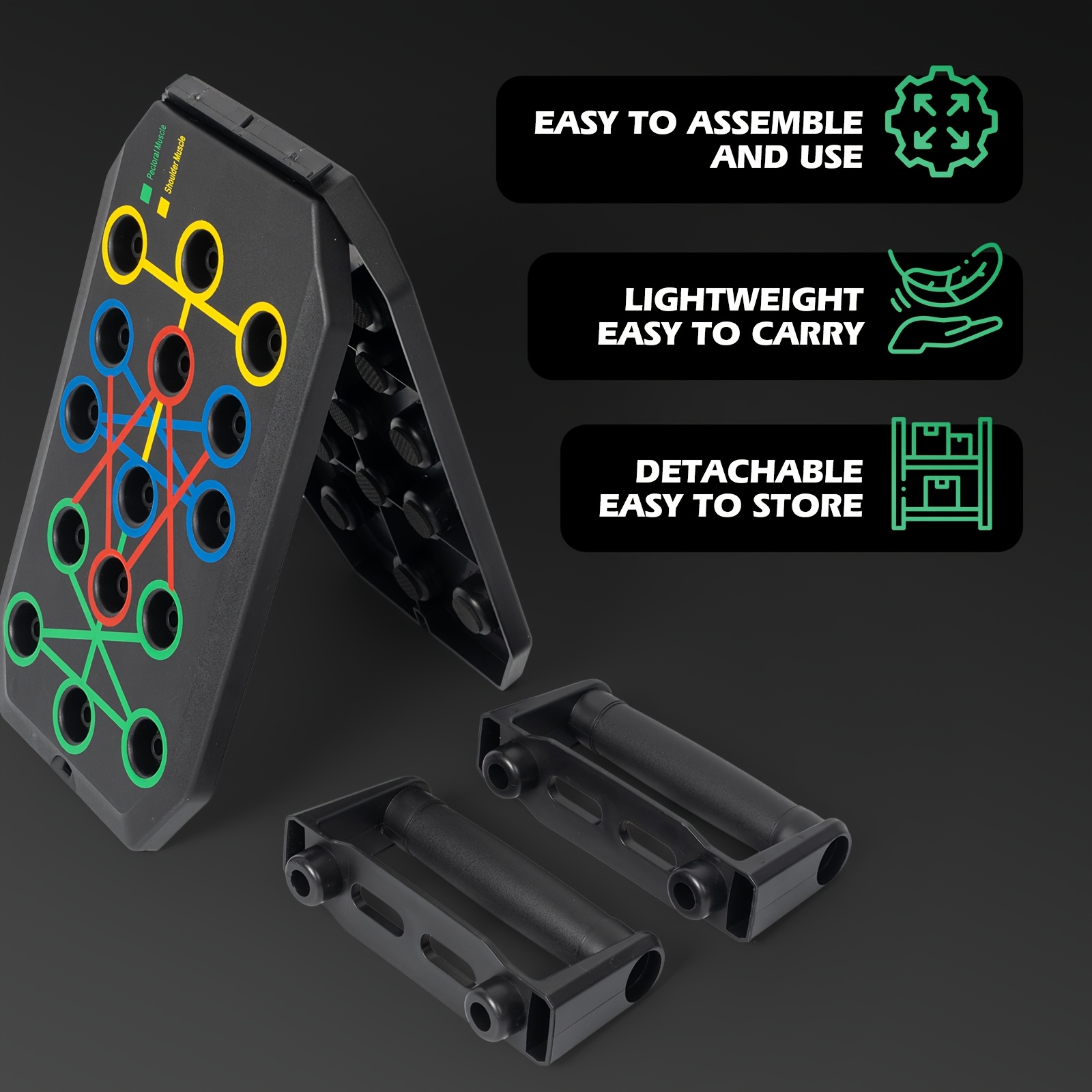 4 in 1 non slip push up board portable   full body sculpting equipment universal for men and women   brand polypropylene fabric black with colorful handles   training   gear durable exercise mat push up board 4