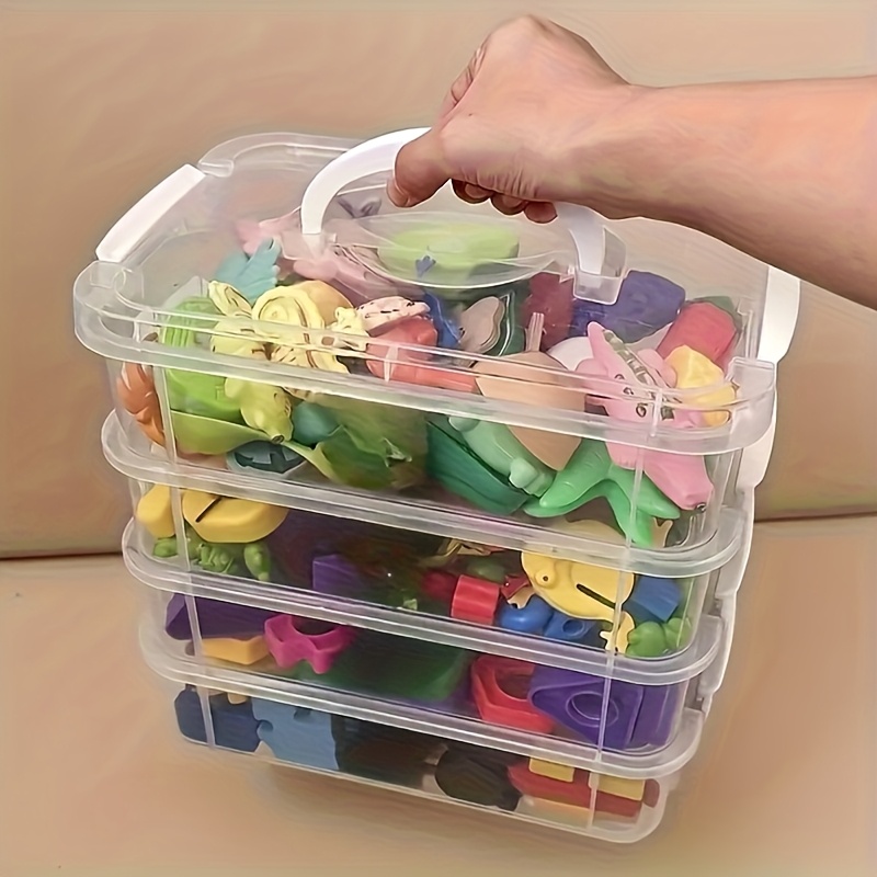 4 tier transparent storage box set stackable organizer with green handles ideal for jewelry hair accessories more accessory organization sleek storage box plastic construction jewelry organizer Product details 4