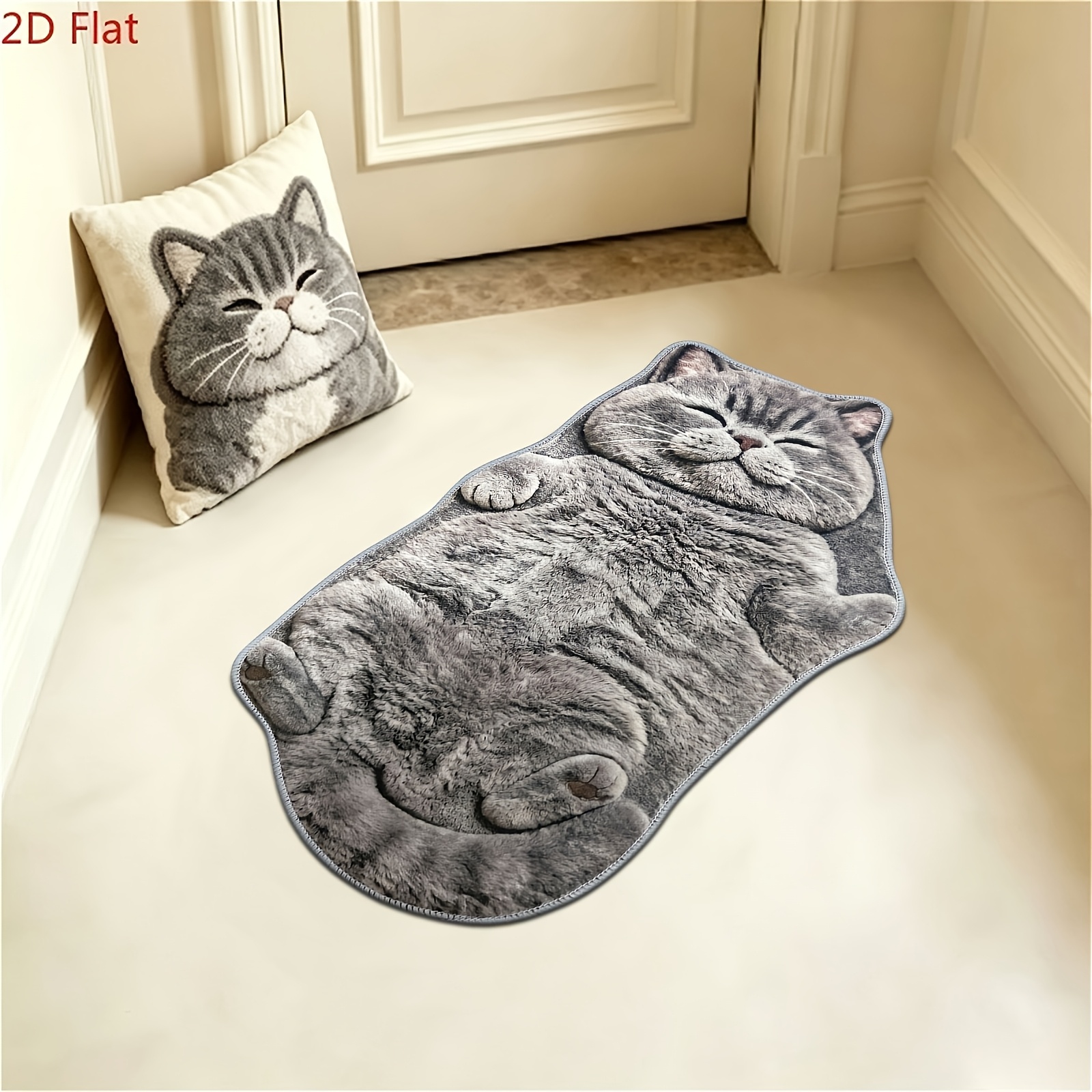 TEMU Thin-pile 2d Flat (not Long-pile) With 3d Effect, Featuring A Cute And Realistic Plush . This Plush Rug Is Ideal For Bedroom Decor, Entryway