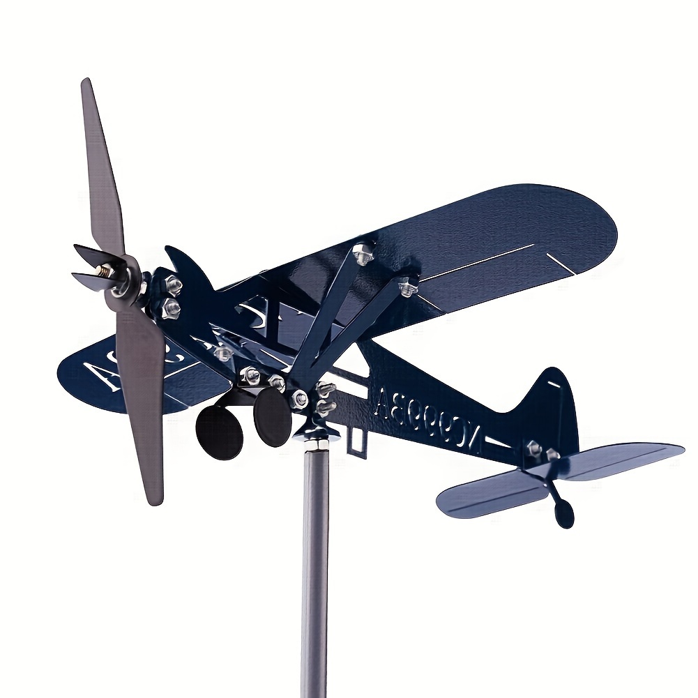 1pc metal airplane weather vane 3d wind spinner for garden outdoor roof indicator yard art decor