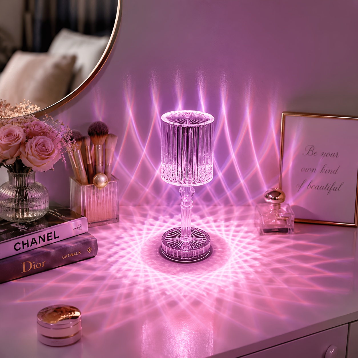 16 color rgb changing mode crystal table lamp linear ambient lighting touch control usb charging portable night light suitable for bedroom bedside tables living rooms dining rooms dressing tables game rooms and offices Product details 2