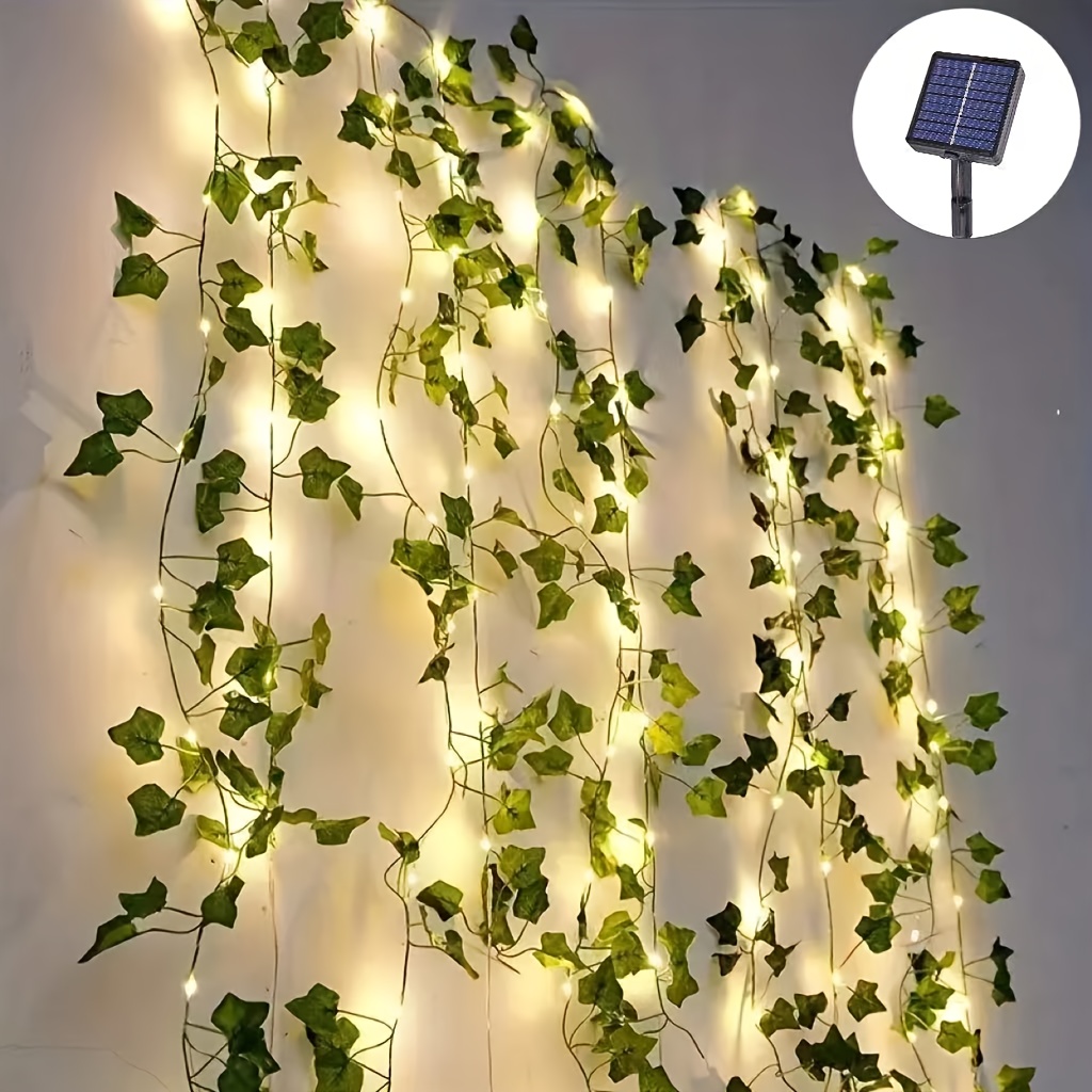 solar   string 23ft 50leds realistic leaves outdoor decorative string light 8 flashing   suitable for   courtyards gardens fences warm  