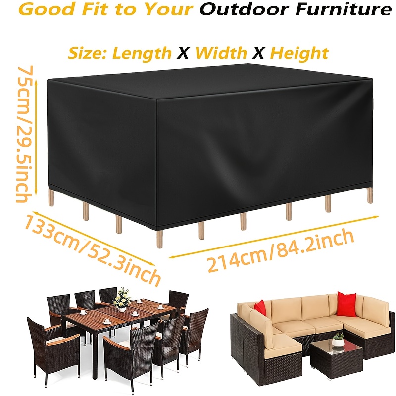 TEMU 1pc Heavy-duty Thickened 210d Oxford Chair/chairs & Furniture Cover - Large Outdoor-indoor Cover, Adjustable Drawstring & , Heavyweight () For,,
