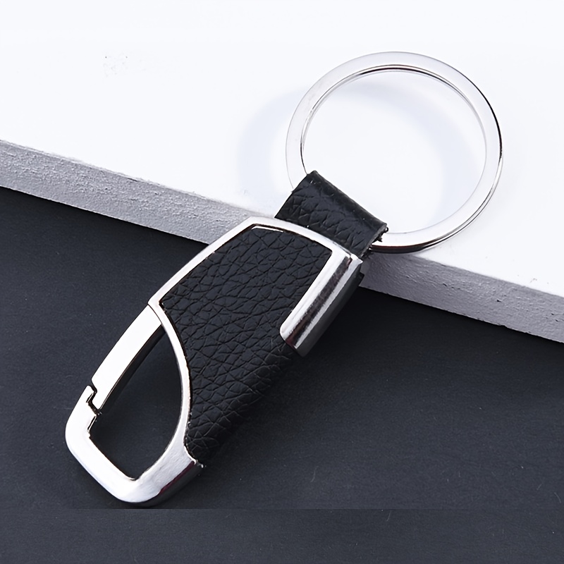 Men'S Car Keychain Creative Simple And Fashionable Door Lock Keyring Waist Hanging Metal Keychain Faux Leather Keychain Car Key Gift