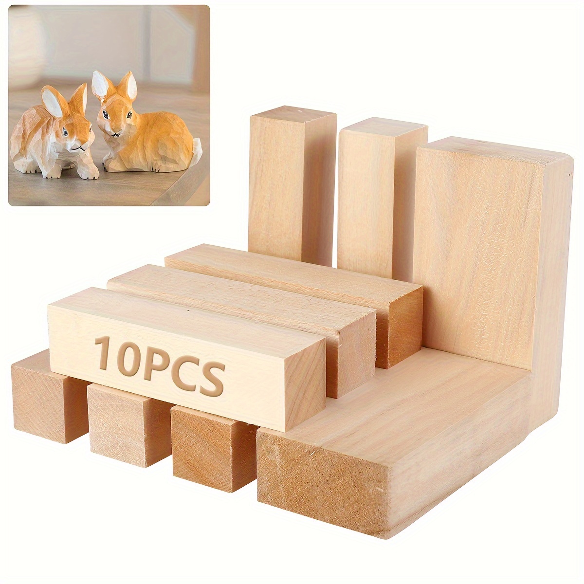 

10pcs Of Basswood Carving Blocks - Wood Carving Sets From Beginners To , Crafts And Hobby Items