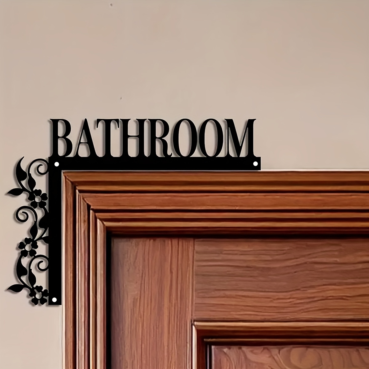 TEMU A Single Elegant Metal Bathroom Door Sign, Wall-mounted Wrought Iron Decorative Plaque With , Suitable For Home Interior Decoration And Bathroom Decor