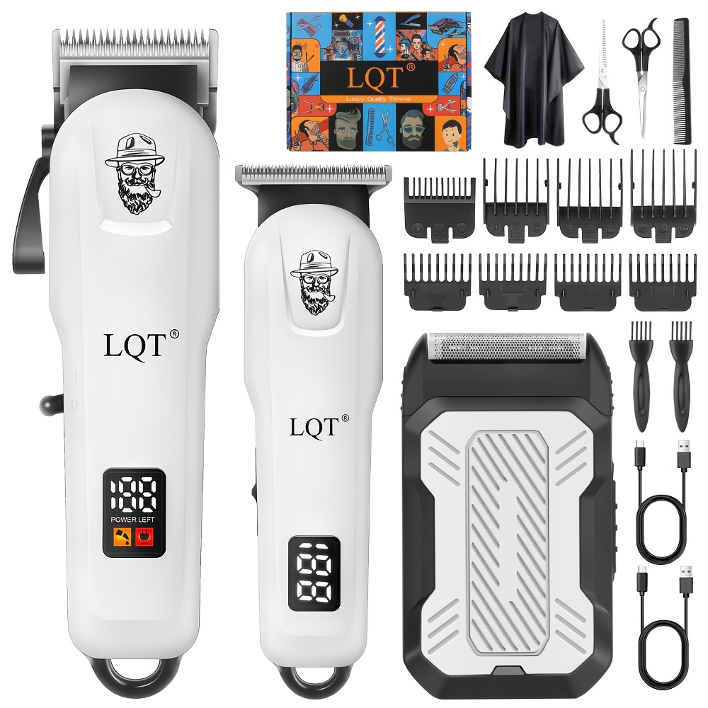 item picture   3pcs mens hair clipper set professional hair trimmer and grooming kit hair clippers beard trimmer and shaver rechargeable with adjustable length extra long  