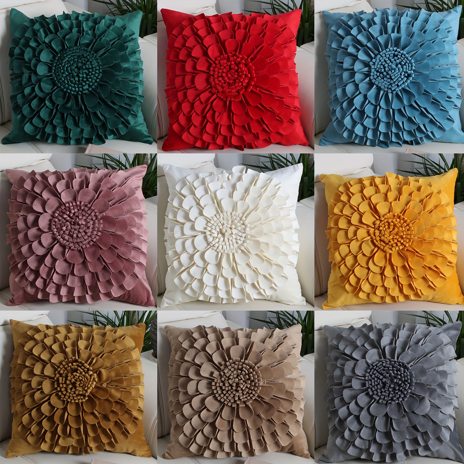 

Housse de Coussin en Velours 3D Artisanale, Style Français, Carrée pour Salon & Chambre - Jaune, Lavable en Machine, Fermeture Éclair, Convient à Diverses Pièces, Coussins Décoratifs