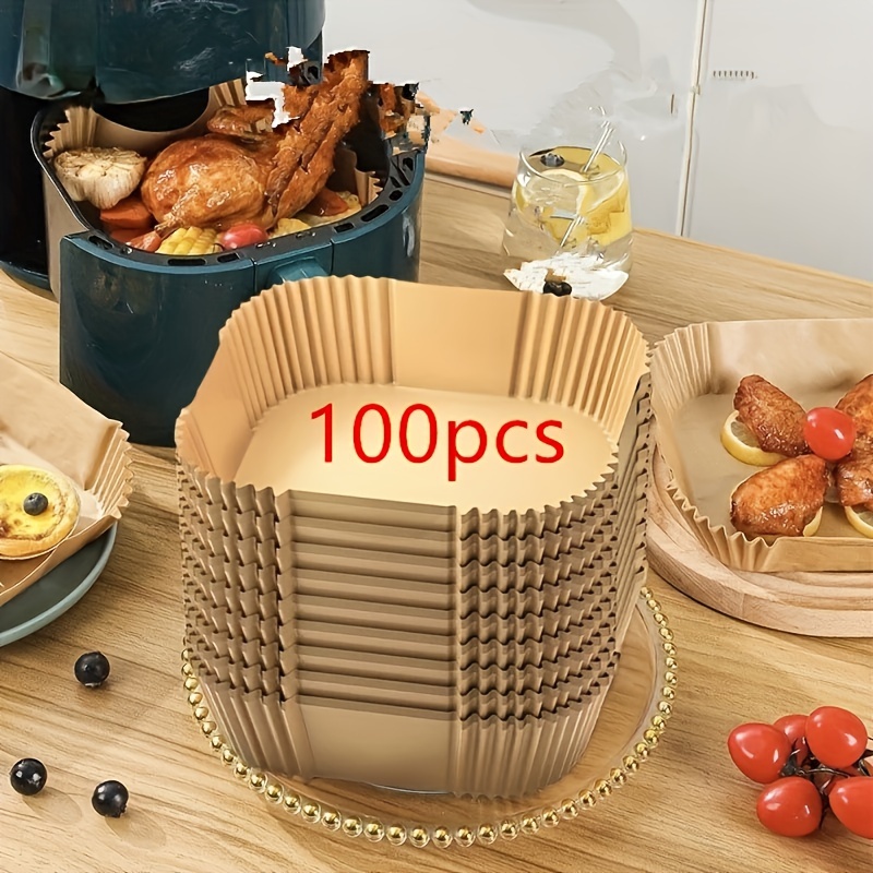 

100pcs Air Fryer Liners, Paper Baking & Roasting Parchment Paper, Easy Clean, Single Use For Cooking, For Hotels & Commercial Use