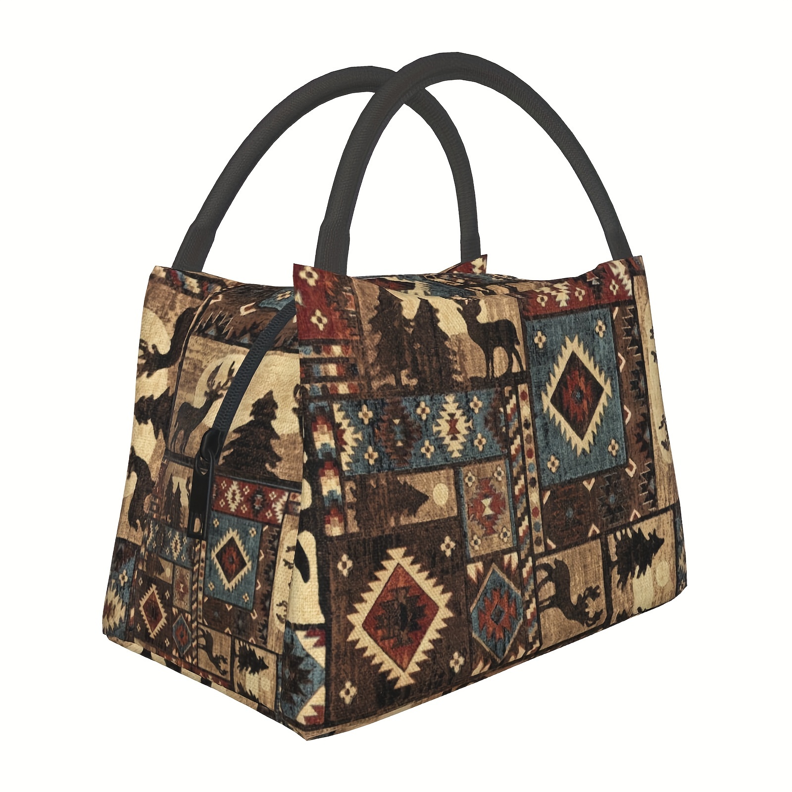 

Insulated Lunch Bag With Vintage Animal Design - Reusable, Waterproof Polyester Tote For Work, Picnics & Travel