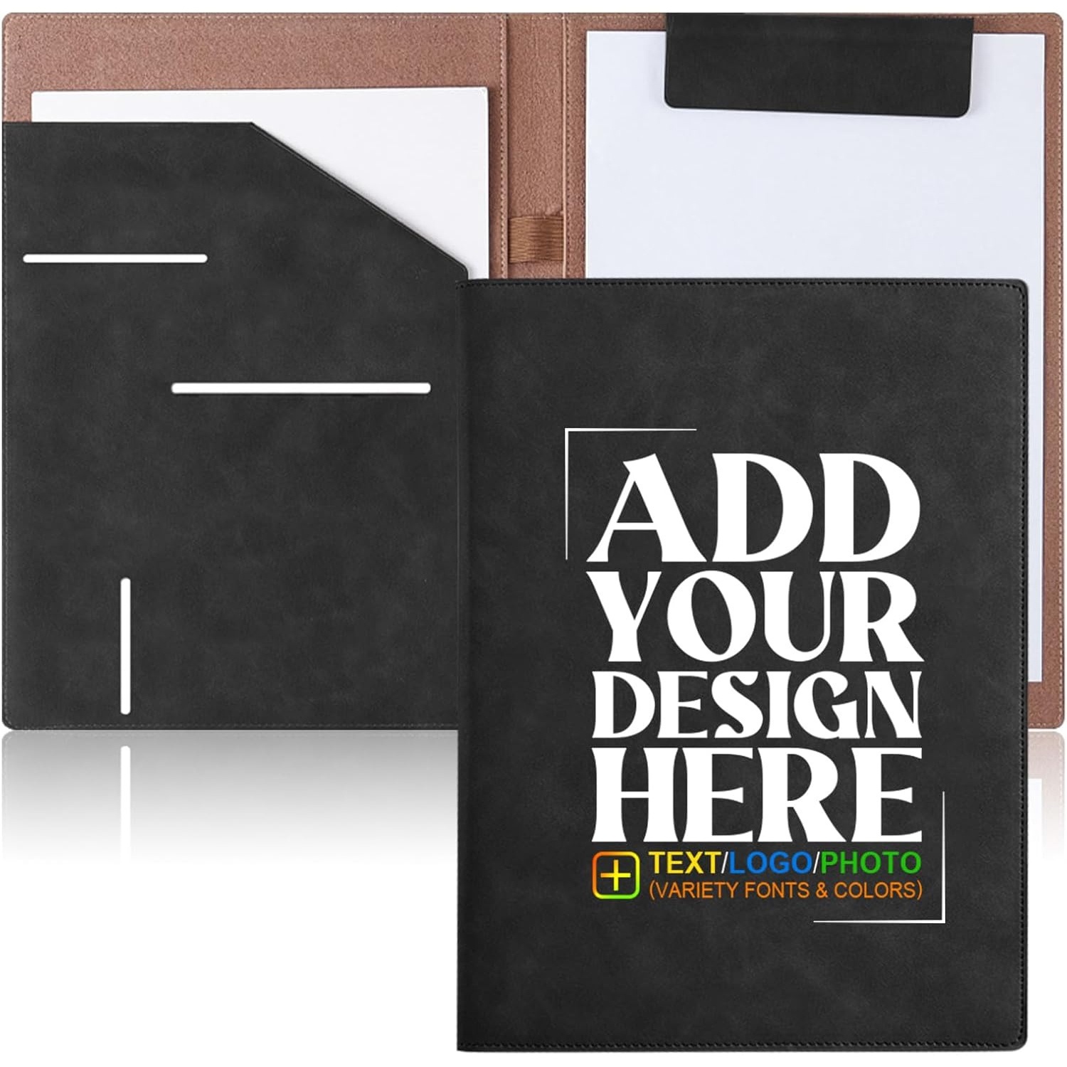 E-shop Personalisierte Premium-Multifunktionsmappe aus Kunstleder, individuelles Kunstleder-Portfolio mit personalisiertem Logo oder Text für