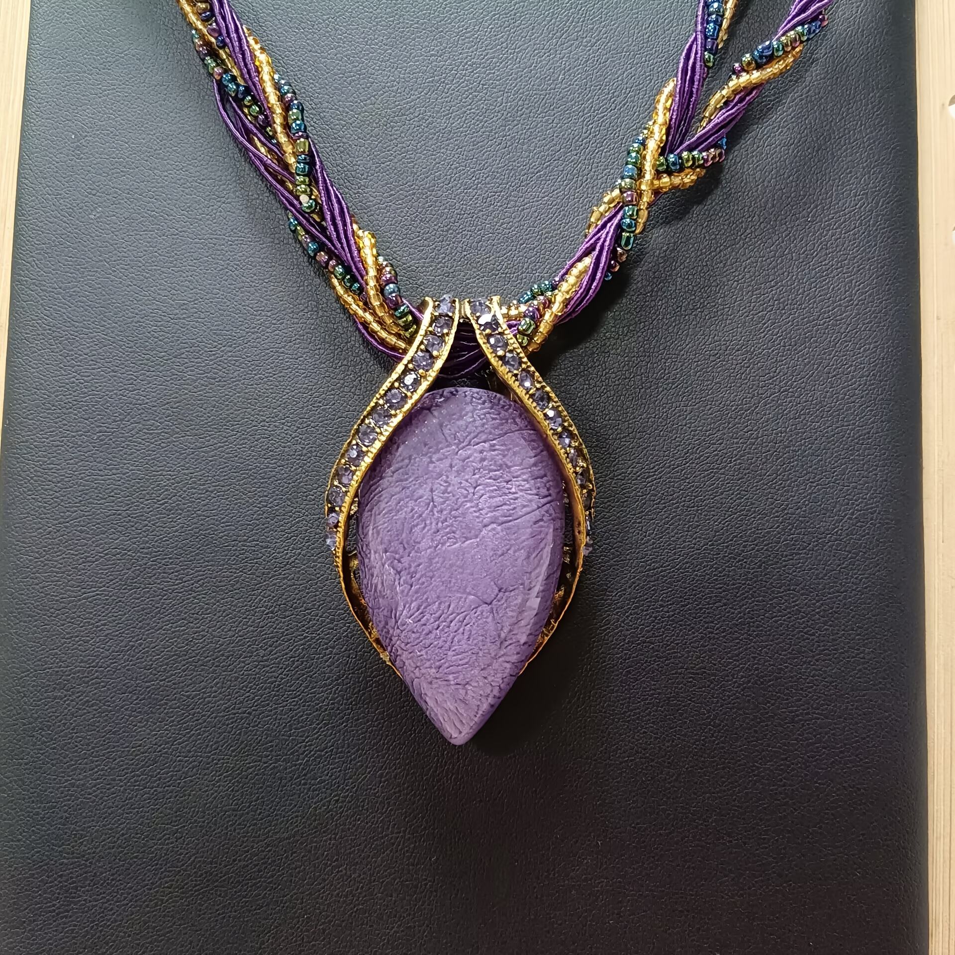 TEMU Collar bohemio de estilo vintage para mujer con colgante de y cadena tipo suéter de cuentas de rocalla
