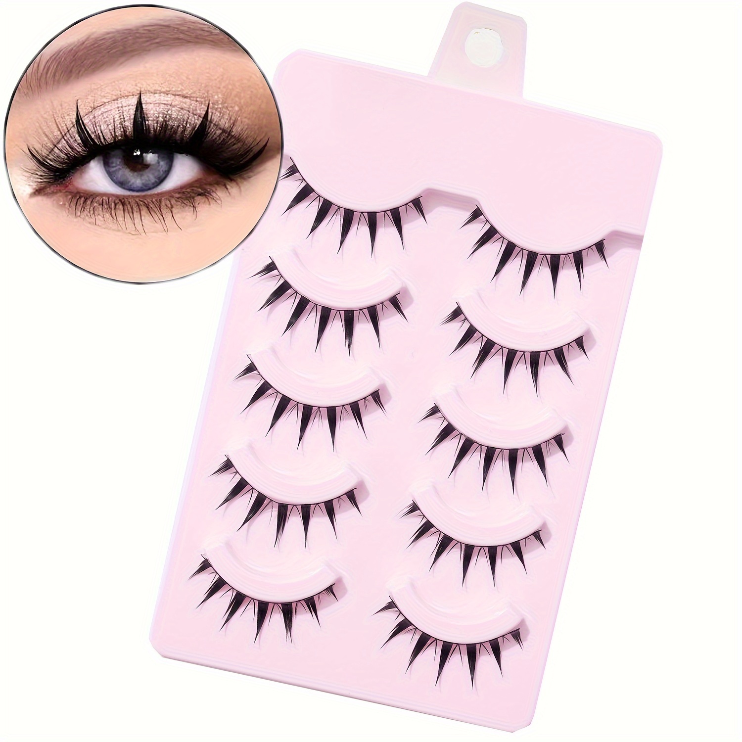 

5 Pairs 3d Spiky Japanese Style Makeup Eyelashes For Cosplay, Anime, And Natural Look Beauty - Eye Lash Extension Tools