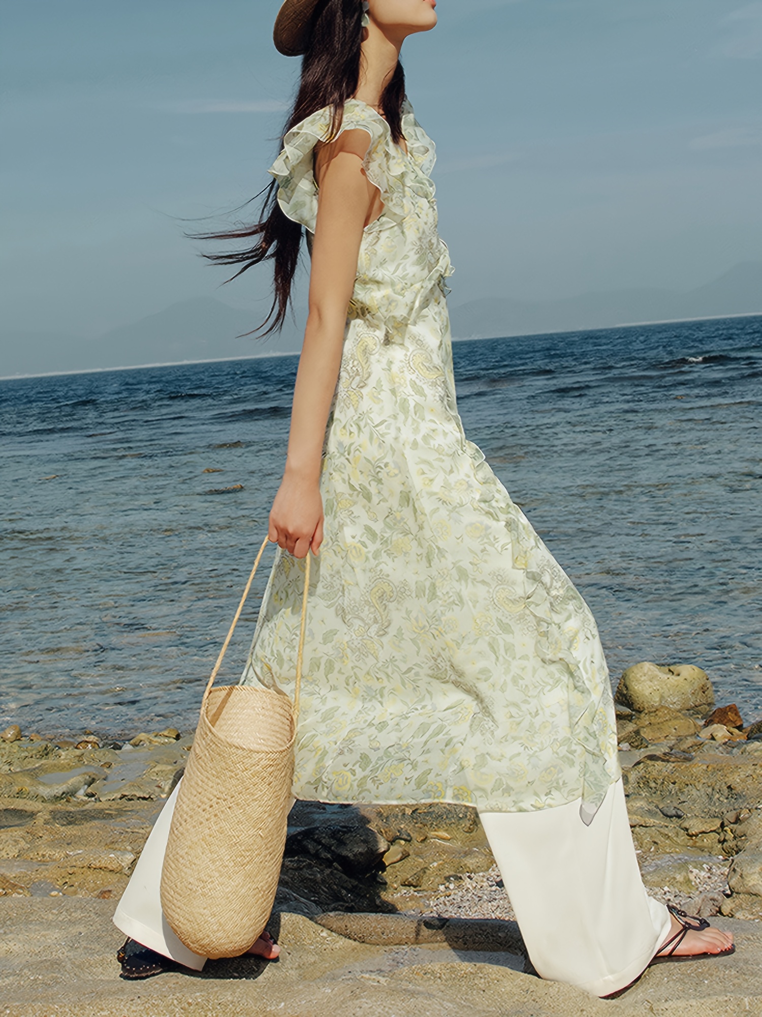 seaside vacation french style floral dress summer - Temu Bahrain