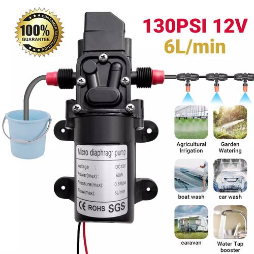 2 piezas de pulverizador auto- de 12v, bomba de agua eléctrica portátil presión de 130psi, material abs , para camioneta va, de autos, presurización de agua de grifo, de peces, baño y más, sin batería