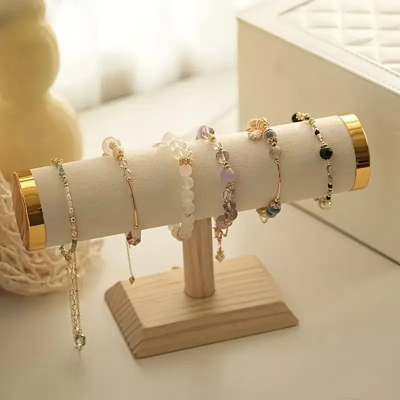 1 elegante houten sieradenstandaard, meerdere doeleinden onafgewerkte ovale tafelblad armband halskettinghouder, details 2