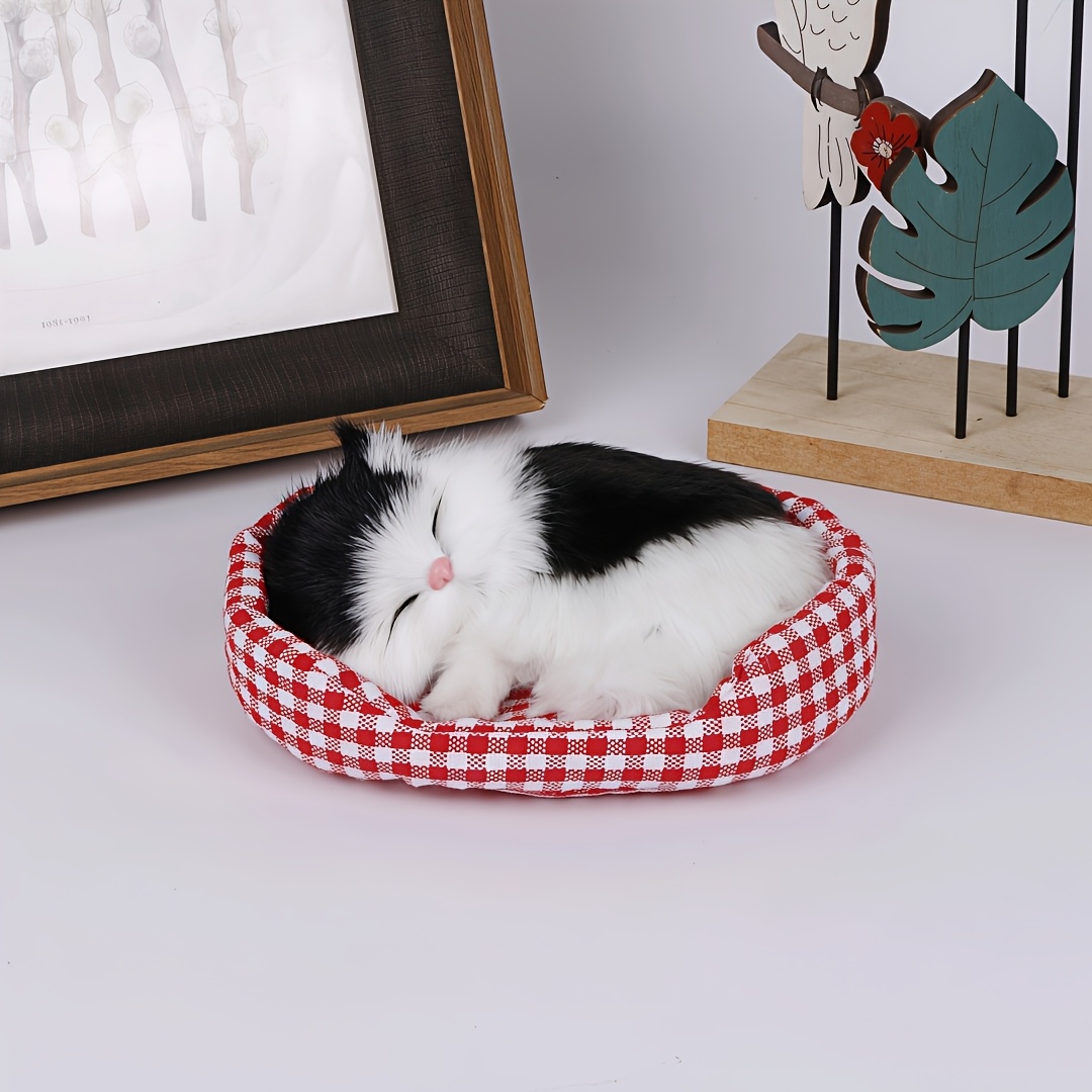 TEMU Collectible Figurines: Realistic Sleeping Cat Statue – Desk Or Car Display, An Ideal Gift For Couples