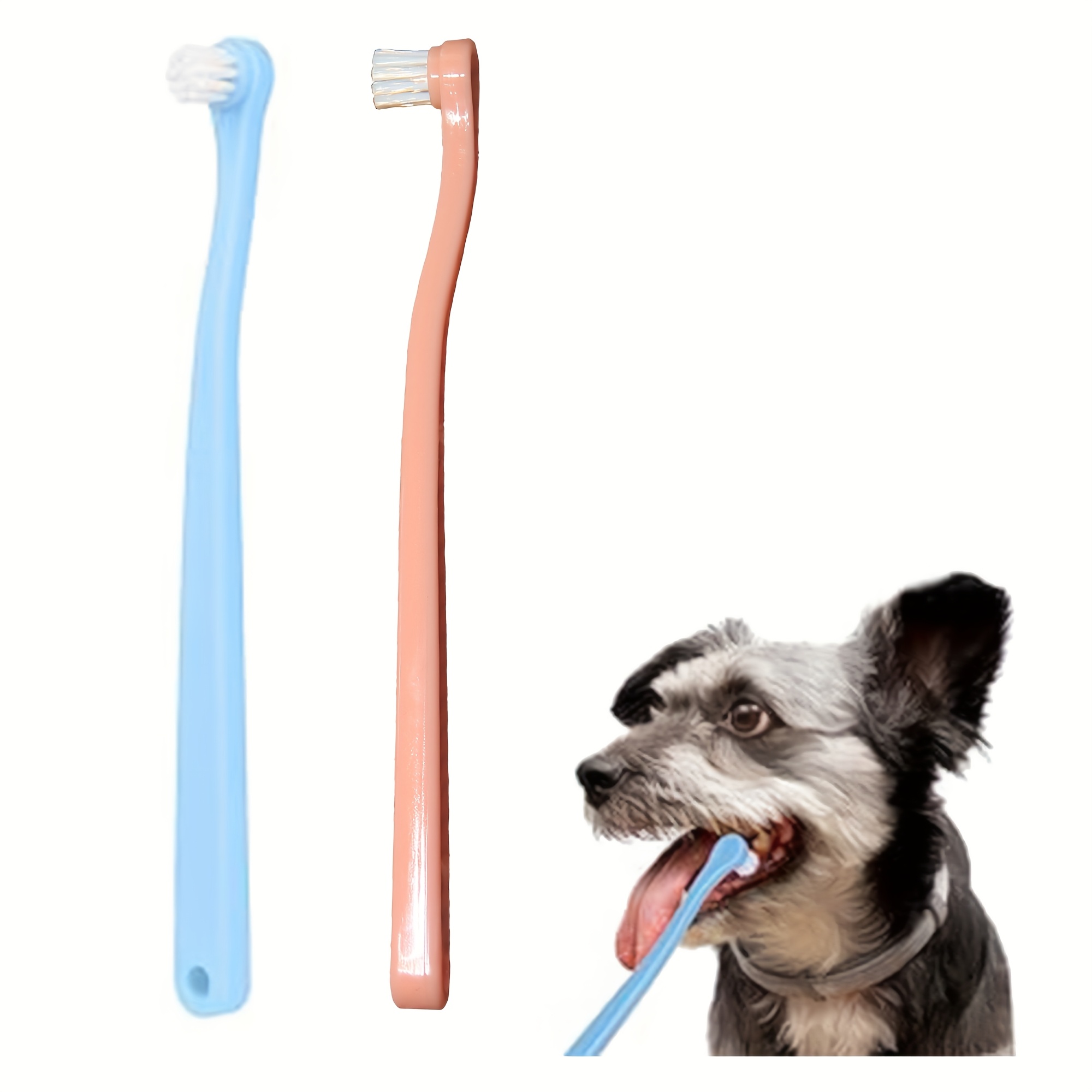 Image of 2pcs Dog Toothbrush Cat Toothbrush Pet Toothbrush Puppy Toothbrush Mini Head Soft Dog Toothbrush Deep Cleaning Kit, Suitable For Puppies, Kittens, Small Dogs And Cats, Portable, Travel-friendly, And