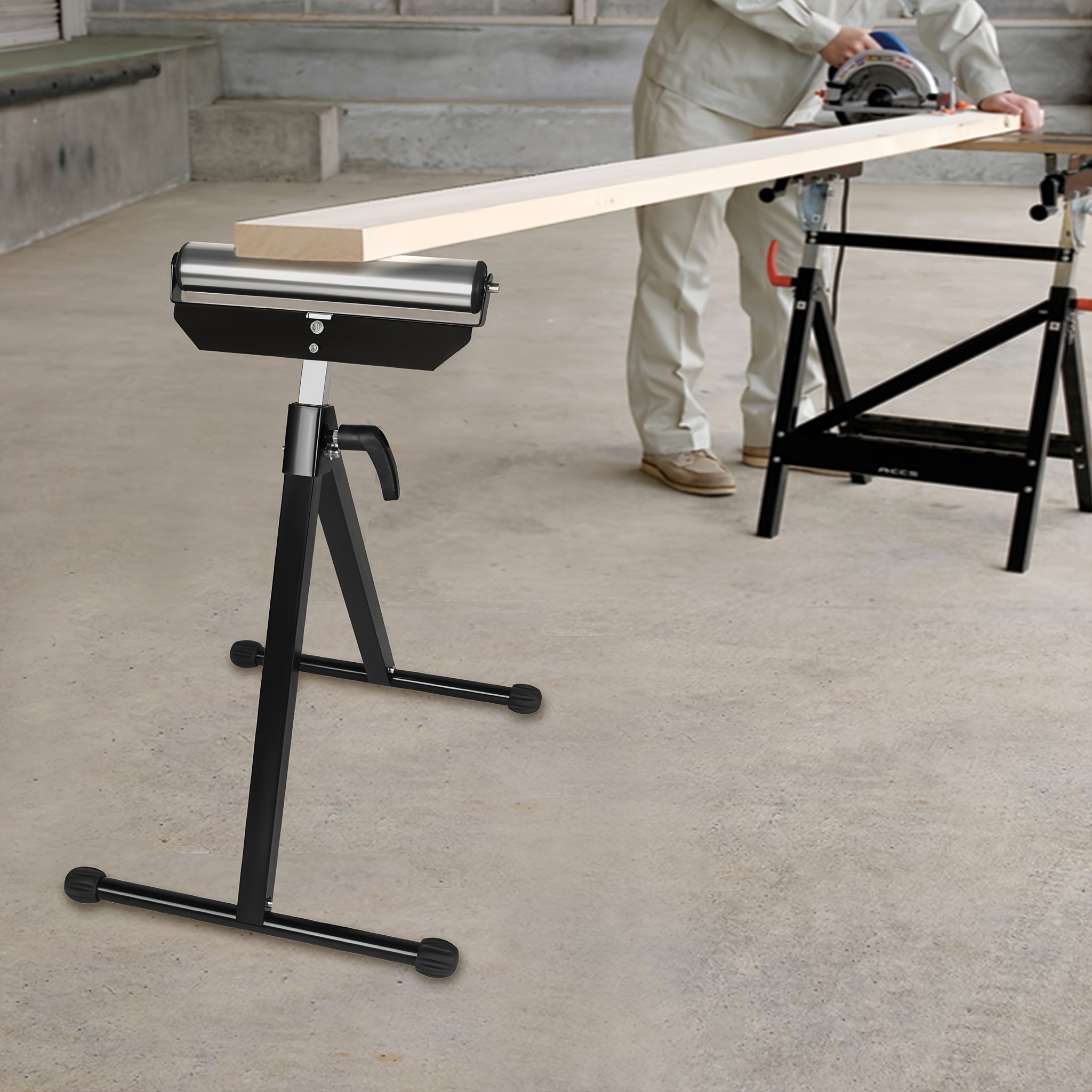 E-shop 2 x Rollständer Faltbar, Höhenverstellbar, 68-107 cm, bis zu 60 kg, Faltständer Werkstatt, mit rutschfesten Füßen, Schwarz