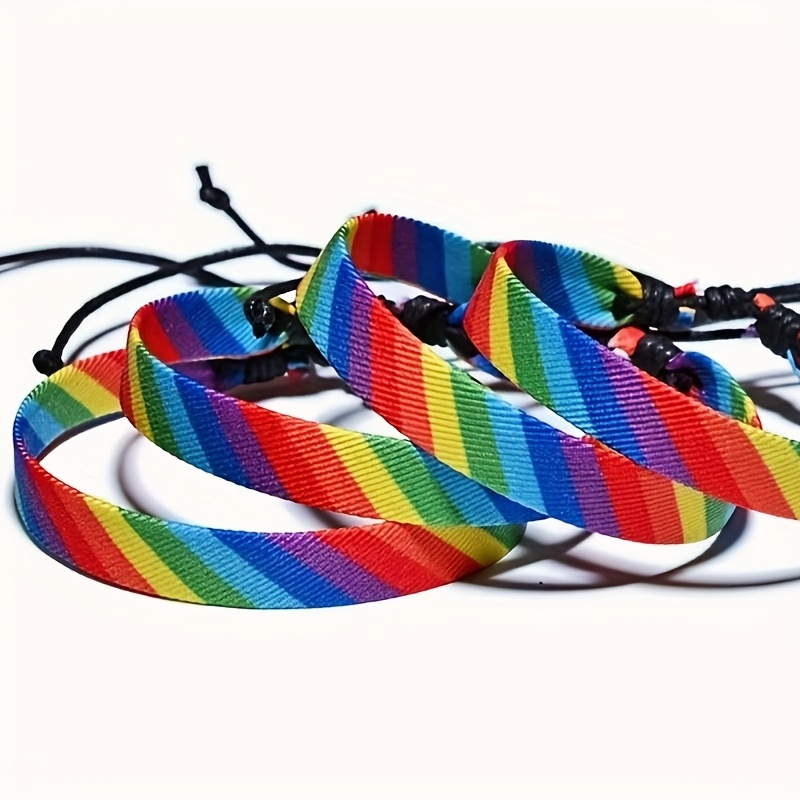 Rainbow Gradient Bracelet Multicolor Strands with Accents