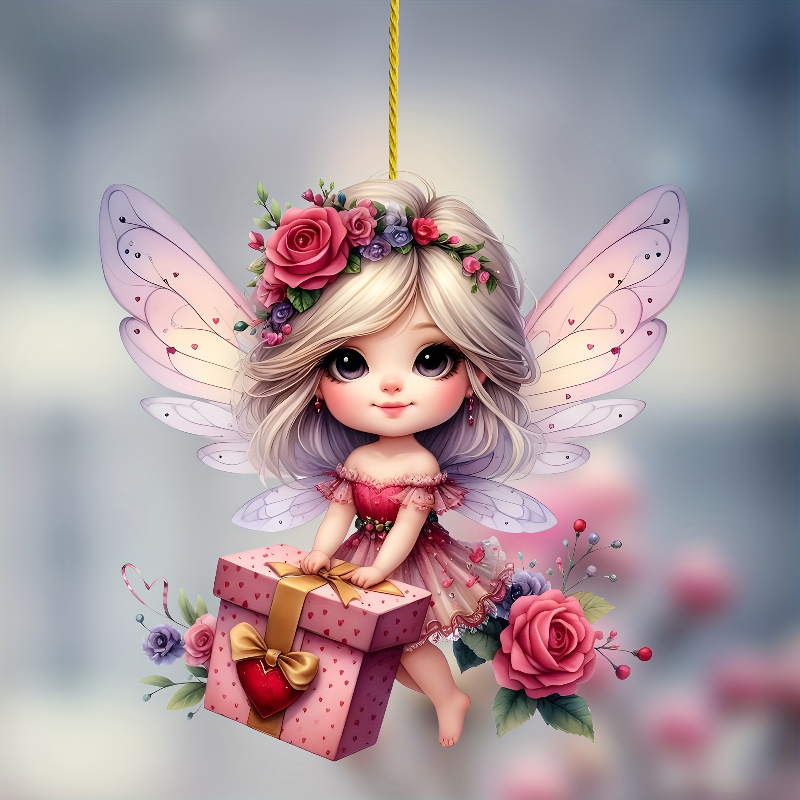 

Gift-giving Fairy Girl Acrylic Pendant - Versatile Hanging Charm For Car, Keychain & Backpack - Ideal For Christmas, Halloween, Easter, Thanksgiving - Decoration Without Electricity - 1pc