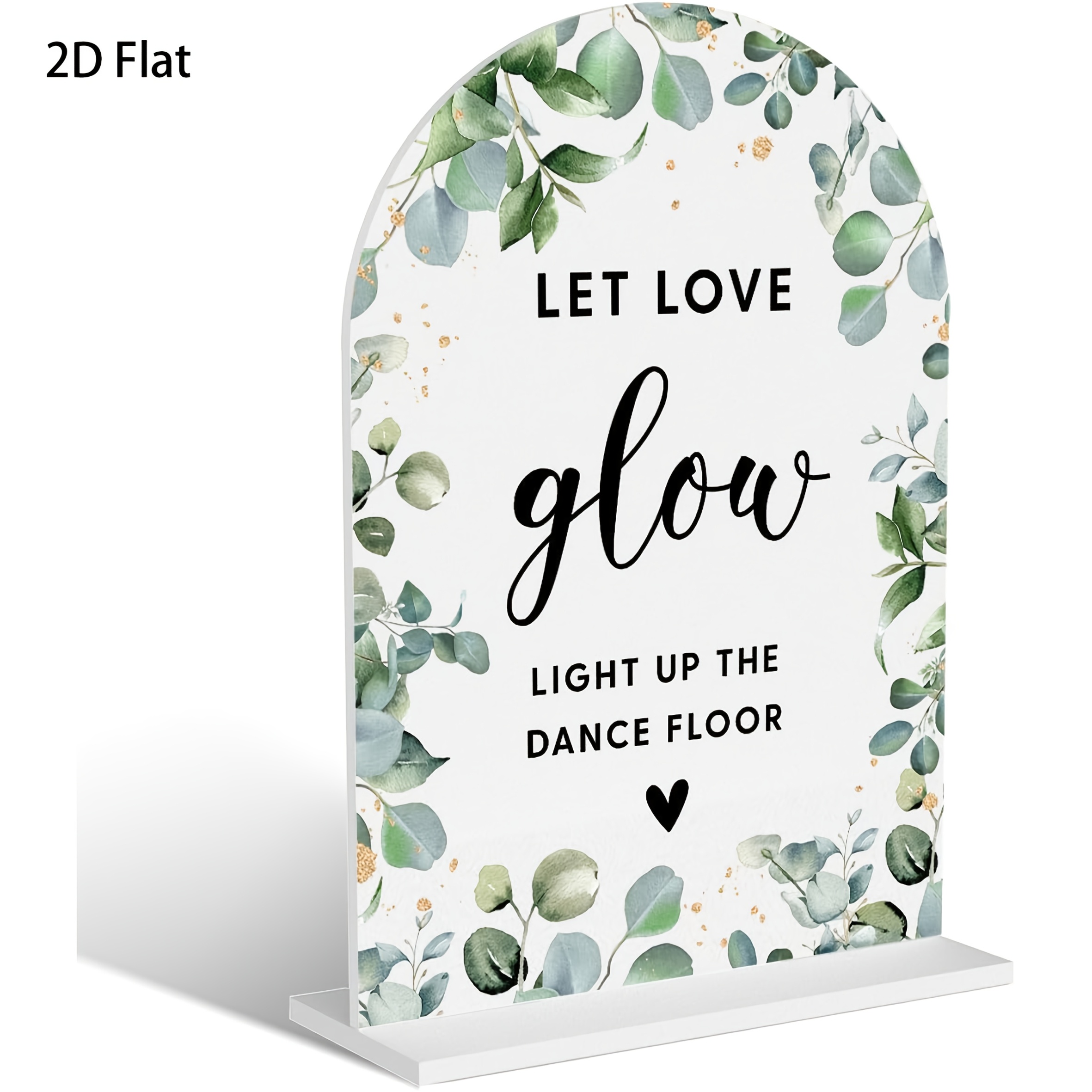 TEMU 2d Flat, 2d Flat Acrylic Wedding Sign, "let " Marriage Reception Sign, Bridal Shower Decoration, Modern Arched Round Acrylic Tabletop Sign With