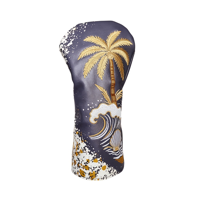 TEMU Housse de tête de de Wind à base bleue avec broderie dorée et marron, matériau PU délicat, protection -rayures, accessoire de protection sur ,