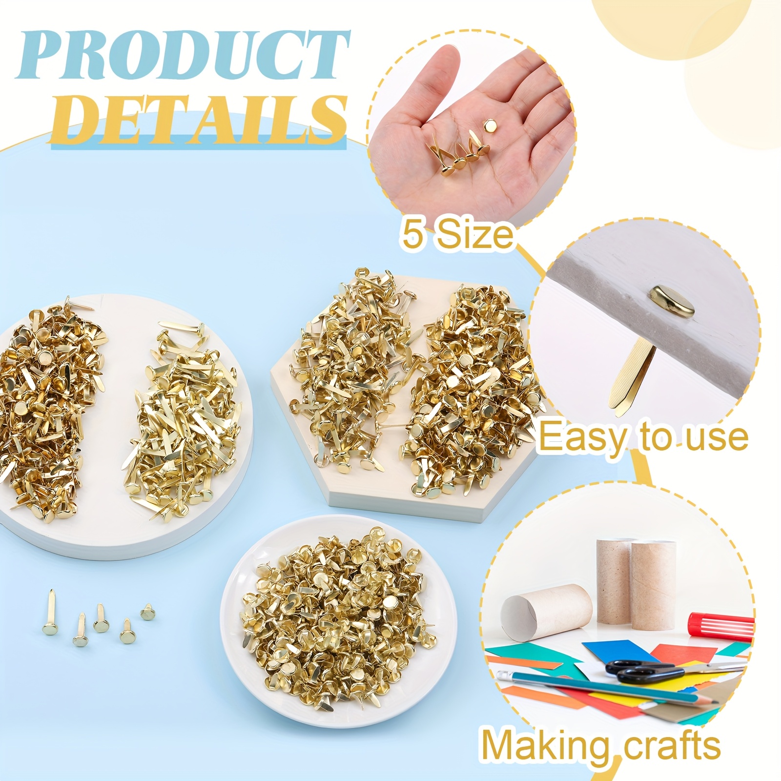100 Attaches Miniatures (brads) Pour Scrapbooking Et DIY - Noires, Métal
