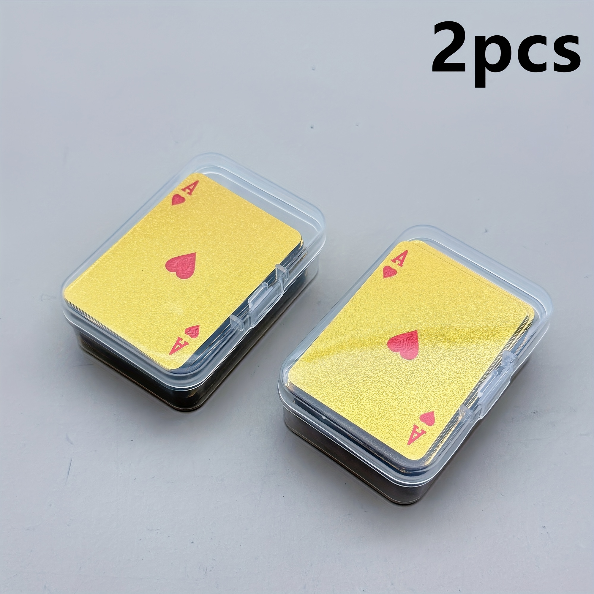 Image of Mini Golden Playing Cards, Waterproof With Box, Portable Travel Size, Party Tabletop Game Props, Casual Games For Small Gatherings And Dinner Parties, Perfect Gift For , Holiday Present