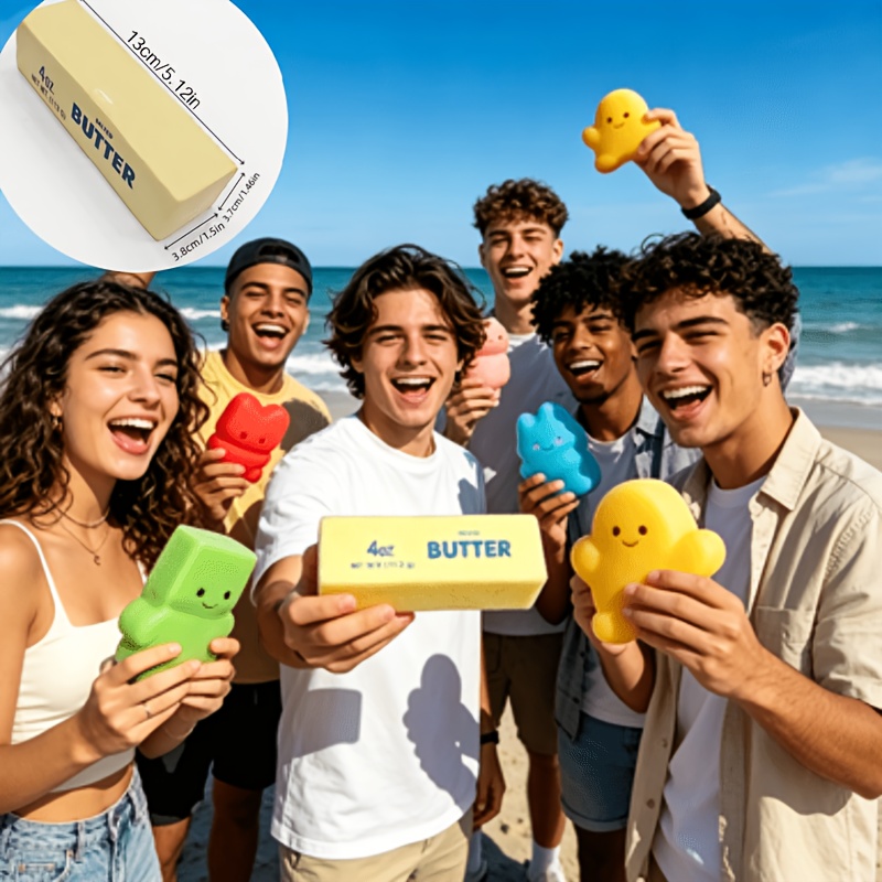a soft and multifunctional butter stick squeeze toy the texture is soft and   rebounds making it a stress relief toy suitable for placing on a desk or in a classroom to reduce anxiety   easy to carry and is an ideal gift for friends dur