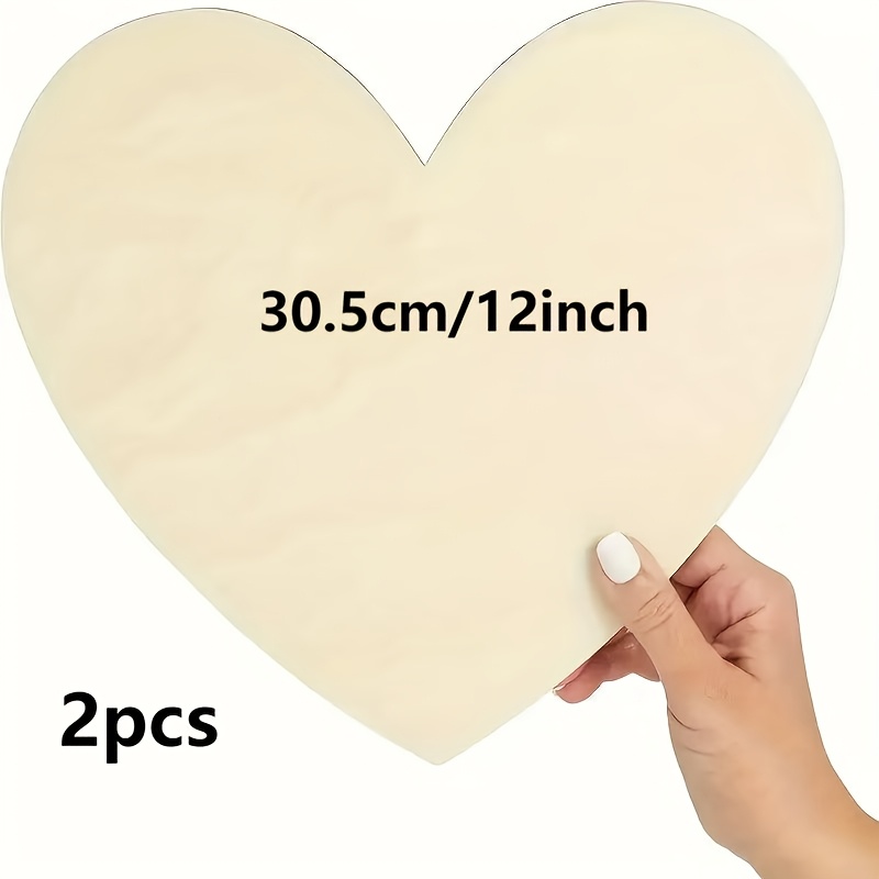 Image of Set Of 2 Large Wooden Heart-shaped Pieces For Painting And Crafting, Perfect For Christmas Hanging Decorations, Festive Wedding, Family Parties, And Birthday Decor