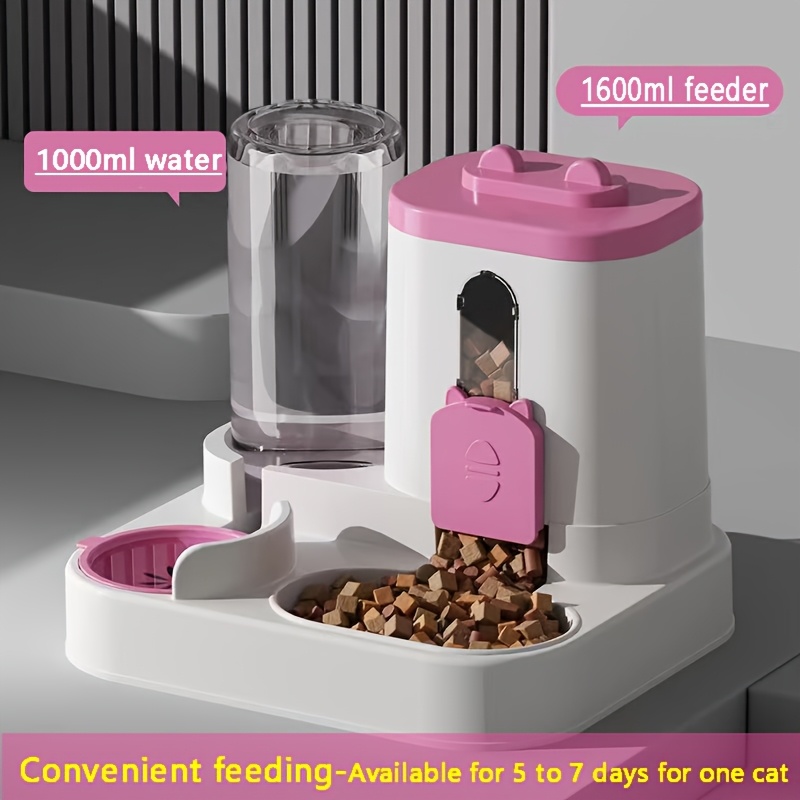TEMU Automatic Cat Feeder - Dual-function Portion Dispenser - Ensures Your Pet's - Adorable Food And Water Dispenser / Fun Rolling Ball Slow Feeder
