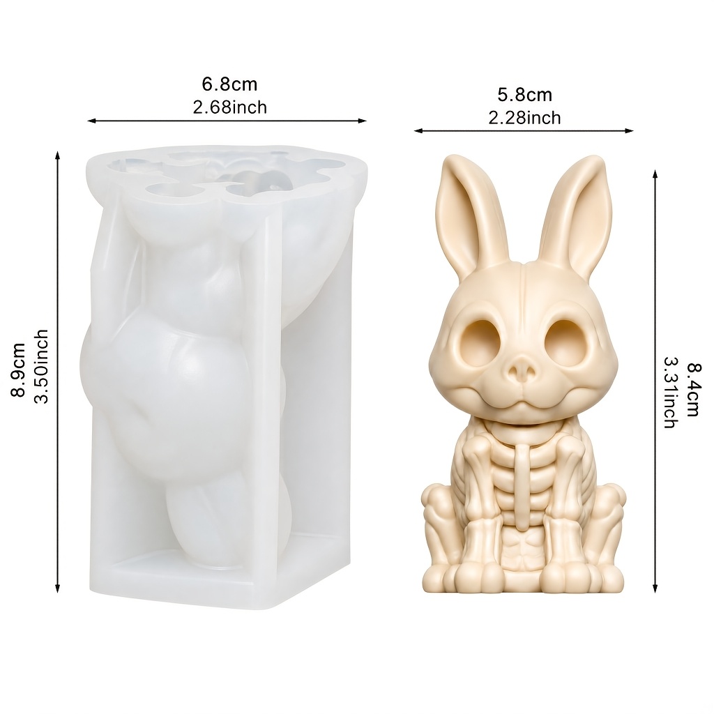 TEMU Rabbit Silicone Mold, 3d Full Rabbit Shape - Candle Mold, High- Soft Silicone Material, Easy To Demold And Non-cracking. Suitable For Making