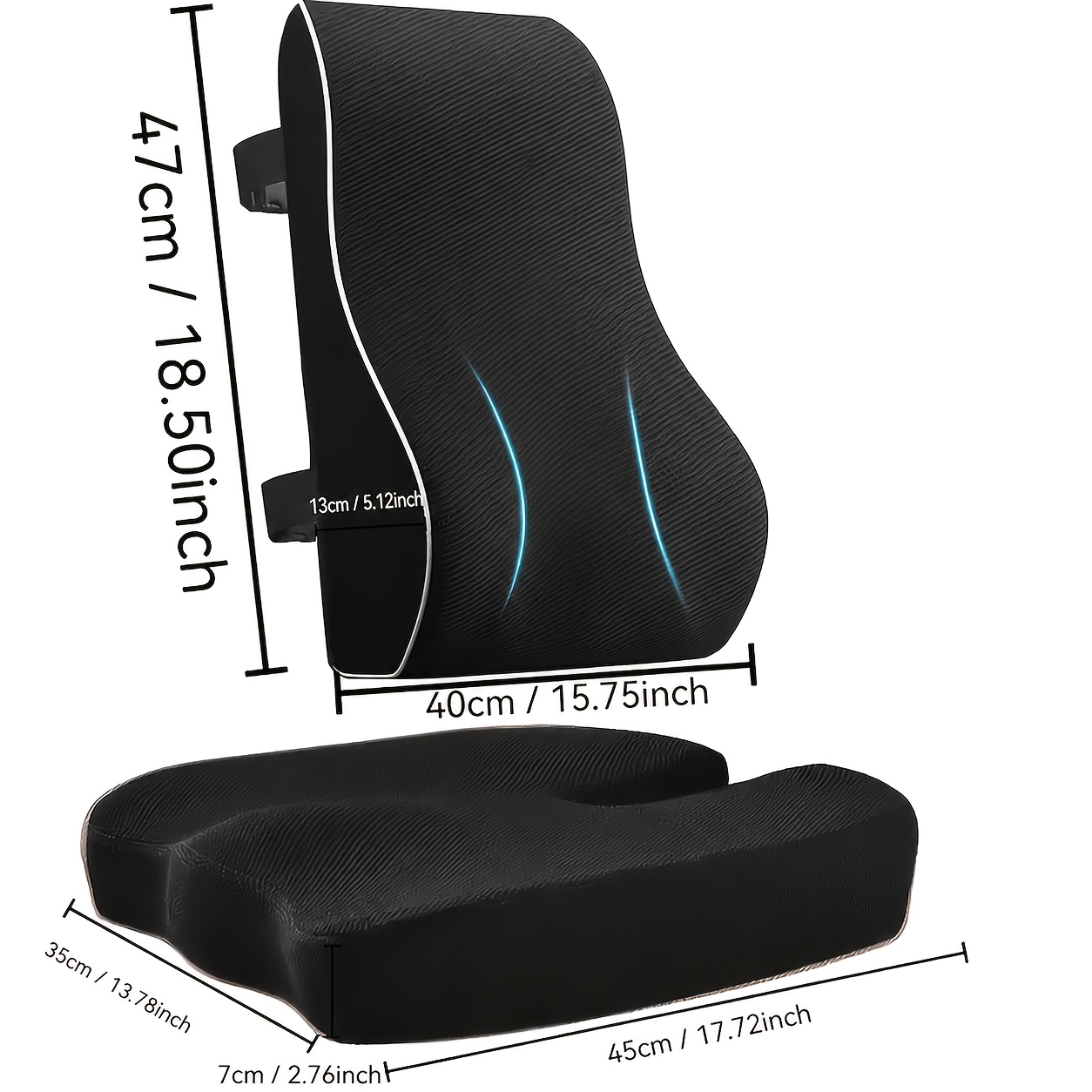 TEMU Set da 1 pezzo/set di combinazione di cuscino per schienale e seduta in tessuto a rete traspirante, imbottito con memory foam. Il cuscino di