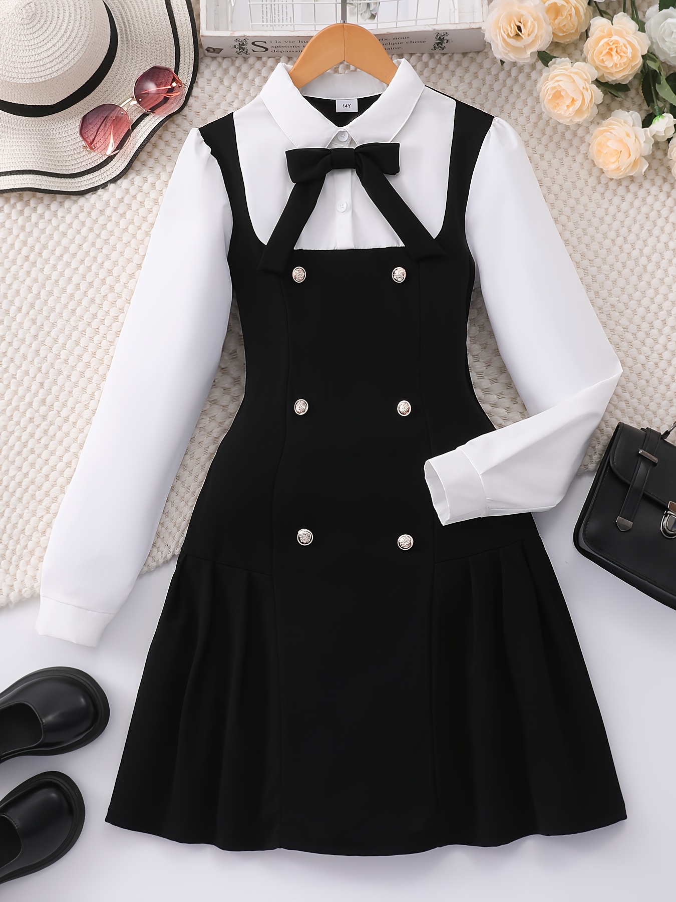 simple black tie dress ZAPAKA Women Black Tie Dress Halter A Line Sleeveless Ruffled Simple Long Formal Dress, Black White / US14 main image 1