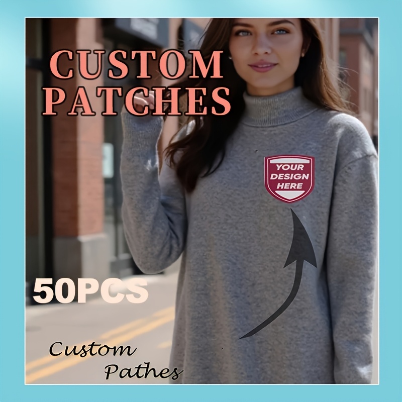 TEMU Custom 50pcs Clothing Patches, Backpacks, Hats Personalized Badges, Iron-on Back For Direct Ironing