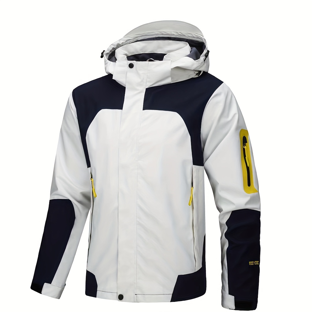 Chaqueta ligera con capucha para mujer, resistente al viento, diseño de bloques de colores contrastantes, con bolsillos con cierre, cierre duradero con cremallera, tela de alta calidad para exteriores, ideal para primavera/otoño