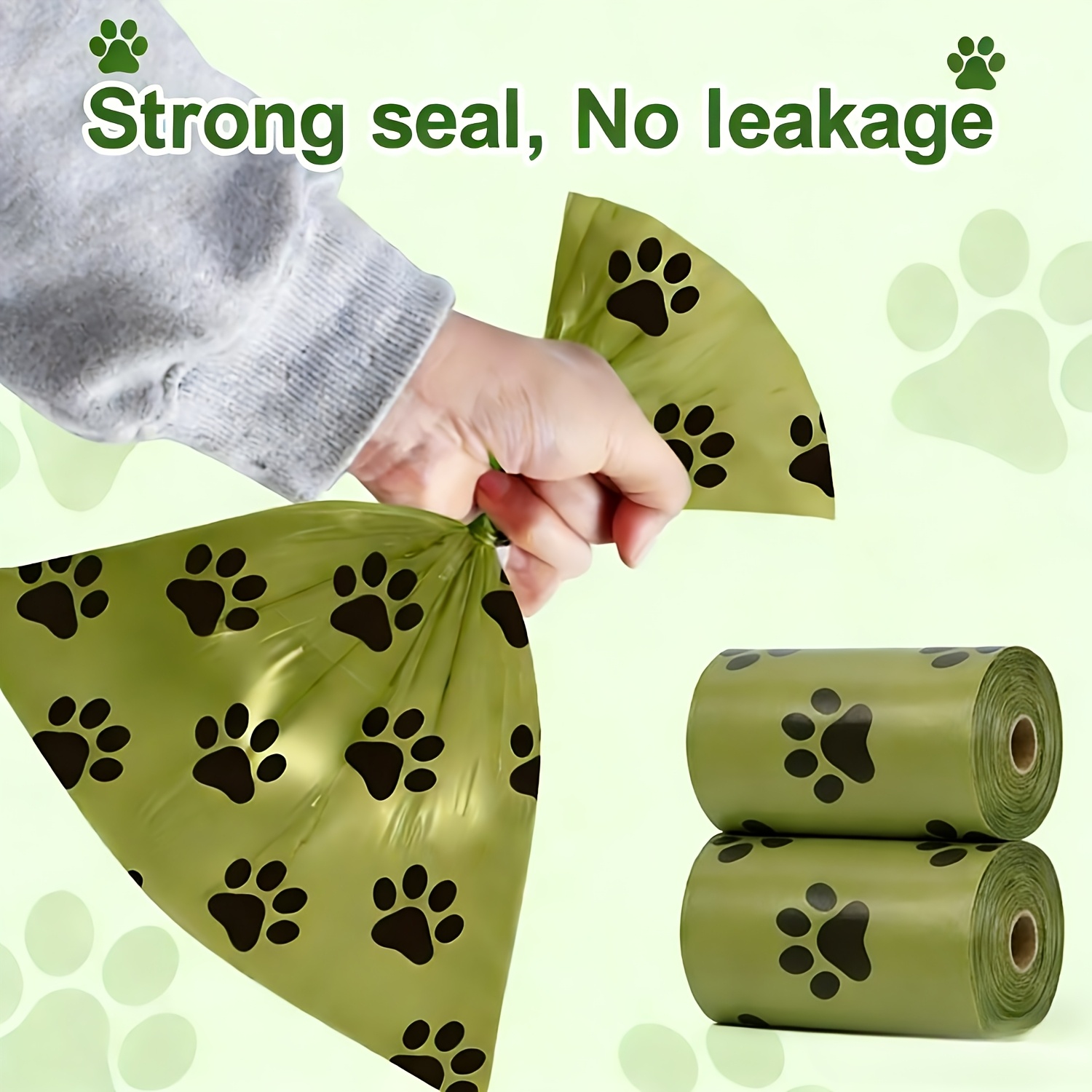 30 bags   and 15 bags per roll heavy duty leakproof   bags with cute paw print design durable polyethylene tear resistant easy   with trash cans dispensers for dogs cats